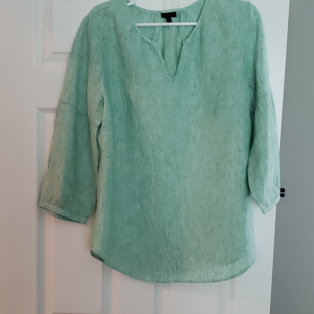 Talbots Linen Stripe Blouse